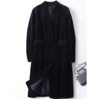 憨厚皇后2019海宁春新款时尚反季羊毛皮草大衣女士长款羊剪毛外套