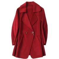 憨厚皇后2019海宁新款反季双线毛呢女装中长款休闲外套