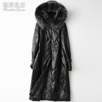 憨厚皇后2018秋冬款海宁真皮皮衣羽绒服女狐狸毛连帽绵羊皮外套Z