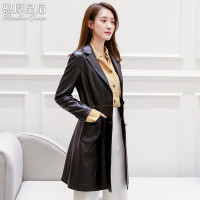 憨厚皇后2018秋冬季新款海宁真皮皮衣女士女绵羊皮外套长款修身T