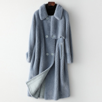 憨厚皇后2019海宁皮反季羊剪毛外套新款韩版长款羊毛女装大衣W