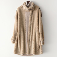 2019反季女装羊剪毛长款时尚外套海宁新款羊毛皮大衣T