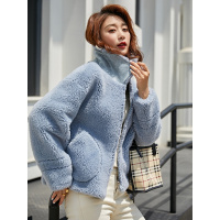 2019海宁反季皮新款羊剪毛外套时尚长款羊毛大衣女装W