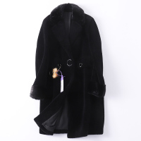 反季女新款休闲羊剪毛水貂毛领大衣海宁羊毛皮外套