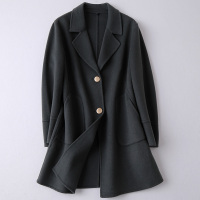 海宁2019新款羊毛呢子大衣女秋冬流行中长款双面毛呢外套