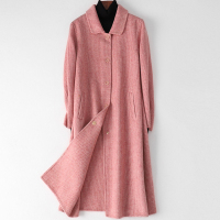 海宁秋冬新款流行双面毛呢大衣女士时尚羊毛呢子外套