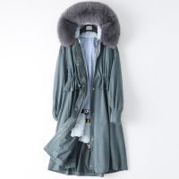 2019秋冬新款兔毛内胆派克服大衣女狐狸毛领连帽皮外套
