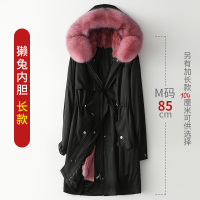 海宁獭兔毛内胆派克服2019女羽绒外套长款狐狸毛领大衣W