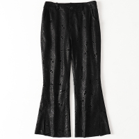 海宁真皮皮裤2019秋冬新款绵羊皮长款显瘦休闲喇叭裤W