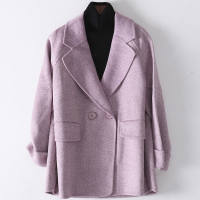 2019秋冬新款双面毛呢大衣女士时尚流行羊毛呢子外套