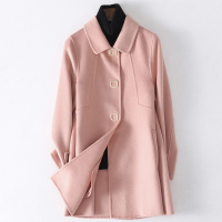 2019秋冬新款双面毛呢大衣女士时尚简约羊毛呢子外套