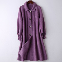 2019秋冬新款双面毛呢大衣女士流行阿尔巴卡羊毛呢子外套