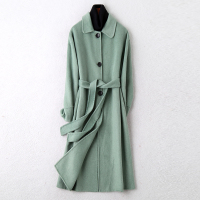 2019冬季新款双面毛呢大衣女士时尚修身羊毛呢子外套