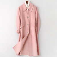 2019秋冬新款双面毛呢大衣女士时尚简约羊毛呢子外套