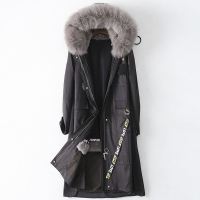 2019秋冬新款兔毛内胆派克服皮女士时尚狐狸毛领外套