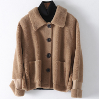 2019秋冬新款时尚羊毛皮大衣女士短款复合皮毛一体外套