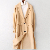 2019秋冬新款双面毛呢大衣女士时尚休闲羊毛呢子外套