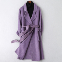 2019冬季新款阿尔巴卡双面毛呢大衣女士时尚流行羊毛呢子外套