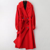 女士修身流行羊毛呢子外套2019冬季新款双面毛呢大衣