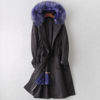 2019秋冬新款兔毛内胆派克服大衣女士时尚貉子毛领外套
