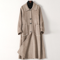 2020春季新款翻领双面毛呢大衣女士流行时尚羊毛呢子外套
