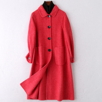 2020春季新款双面毛呢大衣女休闲长款呢子外套