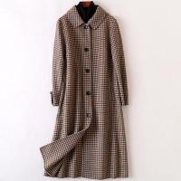 2020春季新款格子双面毛呢大衣女士流行时尚羊毛呢子外套