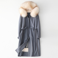2020春季新款兔毛内胆派克服皮女时尚狐狸毛领连帽外套