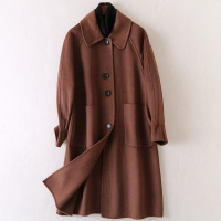 海宁2020春季新款时尚双面毛呢大衣女士流行时尚羊毛呢子长款外套