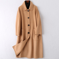2020女士流行羊毛呢子长款外套春季时尚新款双面毛呢大衣