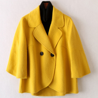 2020春季新款流行双面毛呢大衣女时尚羊毛呢子七分袖外套