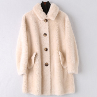 2020时尚中长款复合皮毛一体外套女冬季新款羊毛皮大衣