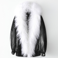 海宁2020冬季新款轻薄羽绒服女士时尚宽松长款滩羊毛领外套