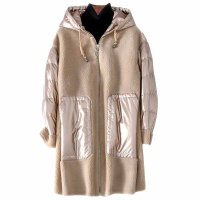 2020春季新款羊毛拼接羽绒大衣女士复合皮毛一体皮外套