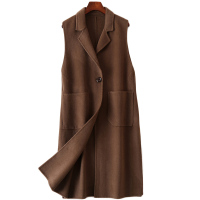 2020春季新款双面毛呢大衣女士时尚羊毛呢子长款无袖外套