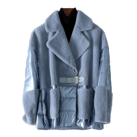 2020年春季新款羊毛拼接羽绒大衣女士复合皮毛一体皮外套