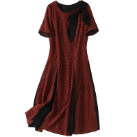 春夏新款修身长款短袖裙子2020时尚女士真丝桑蚕丝连衣裙