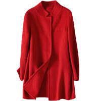 憨厚皇后羊毛双面毛呢外套海宁秋冬新款中长款呢子大衣女装潮