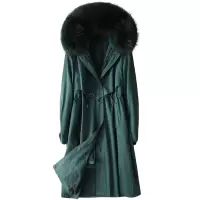 憨厚皇后兔毛内胆貉子毛领派克服大衣女秋冬时尚新款皮草外套长款