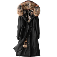 憨厚皇后水貂毛内胆貉子毛领派克服大衣女士秋冬新款连帽皮草外套
