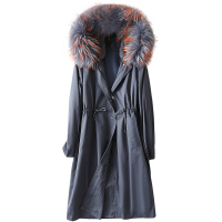 帕波仕蒂兔毛内胆貉子毛领派克服大衣女秋冬时尚新款皮草外套连帽