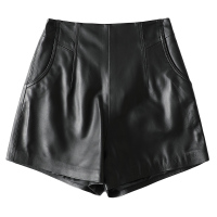 憨厚皇后100%绵羊皮短款阔腿裤春秋时尚女士真皮皮裤新款休闲潮流