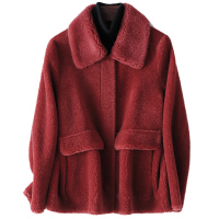 憨厚皇后100%羊毛羊剪绒大衣海宁秋冬新款皮草外套女复合皮毛一体