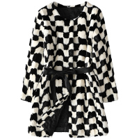 憨厚皇后水貂毛皮草外套海宁秋冬新款女士时尚中长款拼貂大衣