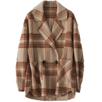 憨厚皇后全羊毛双面毛呢外套女春秋时尚新款呢子大衣中长款宽松