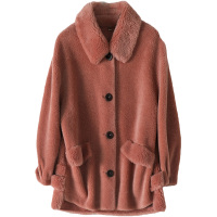 憨厚皇后全羊毛羊剪绒大衣女士秋冬时尚新款羊毛皮草外套中长款