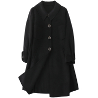 憨厚皇后全羊毛双面毛呢外套女士春秋长款呢子大衣时尚新款休闲