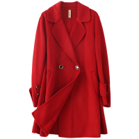 憨厚皇后全羊毛双面毛呢外套女春秋时尚新款呢子大衣休闲中长款