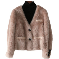 憨厚皇后2020秋冬新款女士时尚羊毛皮外套短款颗粒羊剪绒大衣W