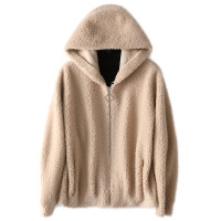 憨厚皇后2020年秋冬时尚新款颗粒羊剪绒大衣女连帽羊毛皮草外套